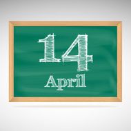 April 14 inscription in chalk on a blackboard