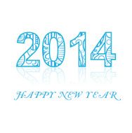 Happy new year 2014 reflection colorful stylish vector background