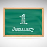January 1 inscription in chalk on a blackboard
