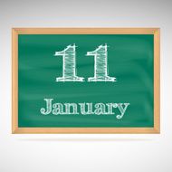 January 11 inscription in chalk on a blackboard