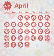 Calendar month of april 2014