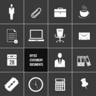 Office Stationery and Documents Icons Set