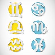 Paper cut zodiac set icon