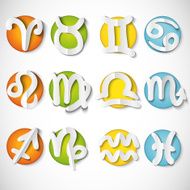 Paper cut zodiac set icon N2