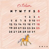 Horses October calendar 2015