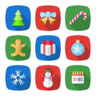 christmas flat style colored icons