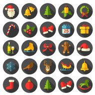 Christmas flat vector icons set with shadows N2