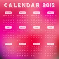 Modern calendar 2015 in red blur background style Vector illustration