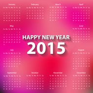 Modern calendar 2015 in red blur background style Vector illustration N2
