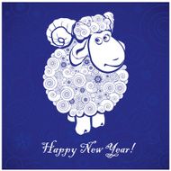 Funny sheep on blue background