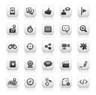 White Button Icons Set N3