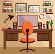 Business workplace with office things equipment objects N6