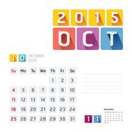 2015 Calendar Vector Design October N3