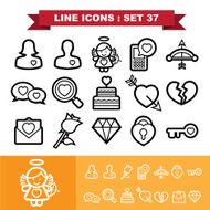 Love line icons set 37