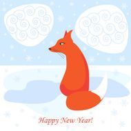 new year vector background with ginger fox