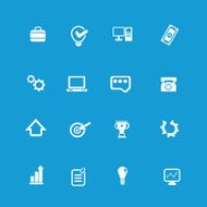 Web icon set on blue background vector