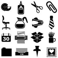 business office icons in black and white