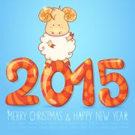 Winter chinese new year card with cartoon sheep N3