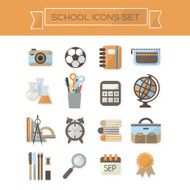 School icons set - Flat design