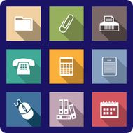 Set of flat office icons N2