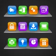 Office icons on glass docks
