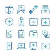 Hospital management icons set