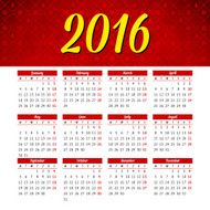 Calendar 2016 template design with header picture starts monday N129