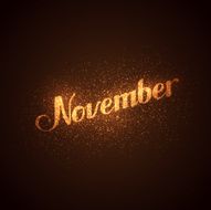 November label with glowing golden sparkles