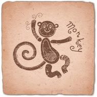 Monkey Chinese Zodiac Sign Horoscope Vintage Card