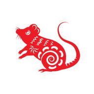 Red paper cut a rat zodiac symbols