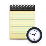 Notepad and clock icon