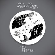 Pisces zodiac sign of horoscope circle emblem in cartoon style N2