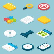 Flat Isometric Business Objects Set