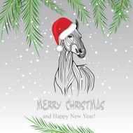 Horse merry Christmas card 2014 year chinese symbol vector