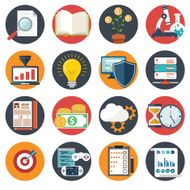 Flat business icon set office items N6