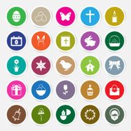 Easter icons set circle sticker vector illustration