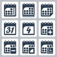 Vector isolated calendar icons set N2