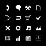 Contrast pixel icons set for interface design