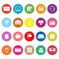 Bedroom flat icons on white background