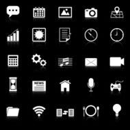 Application icons with reflect on black background