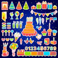 Set of vector birthday elements