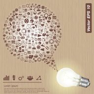 Light bulb with brown icons