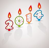 vector new year 2014 card with burning candles