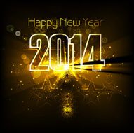 New year for 2014 text colorful wave background