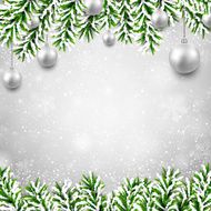Christmas background with fir branches and balls N19