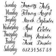 Days of the week months and numbers