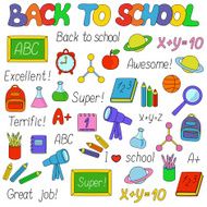 Back To School isolated objects set