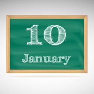 January 10 inscription in chalk on a blackboard