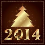 Background with horse silhouette and Christmas tree N2
