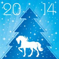 Background with horse silhouette and Christmas tree N3